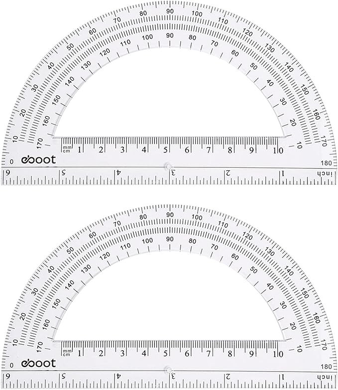 Plastic Protractor Math Protractors 180 Degrees, 6 Inch, Clear, Pack of 2 | Amazon (US)