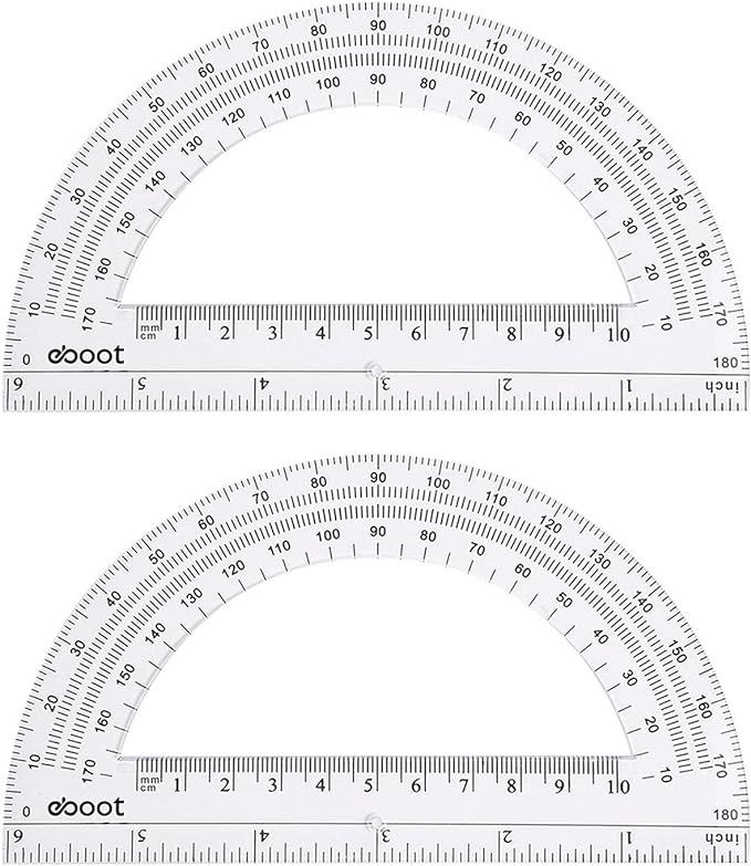 Plastic Protractor Math Protractors 180 Degrees, 6 Inch, Clear, Pack of 2 | Amazon (US)