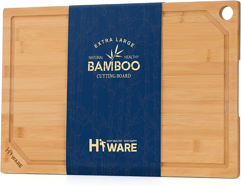 Hiware Extra Large Bamboo Cutting Board for Kitchen, Heavy Duty Wood Cutting Boards with Juice Gr... | Amazon (US)
