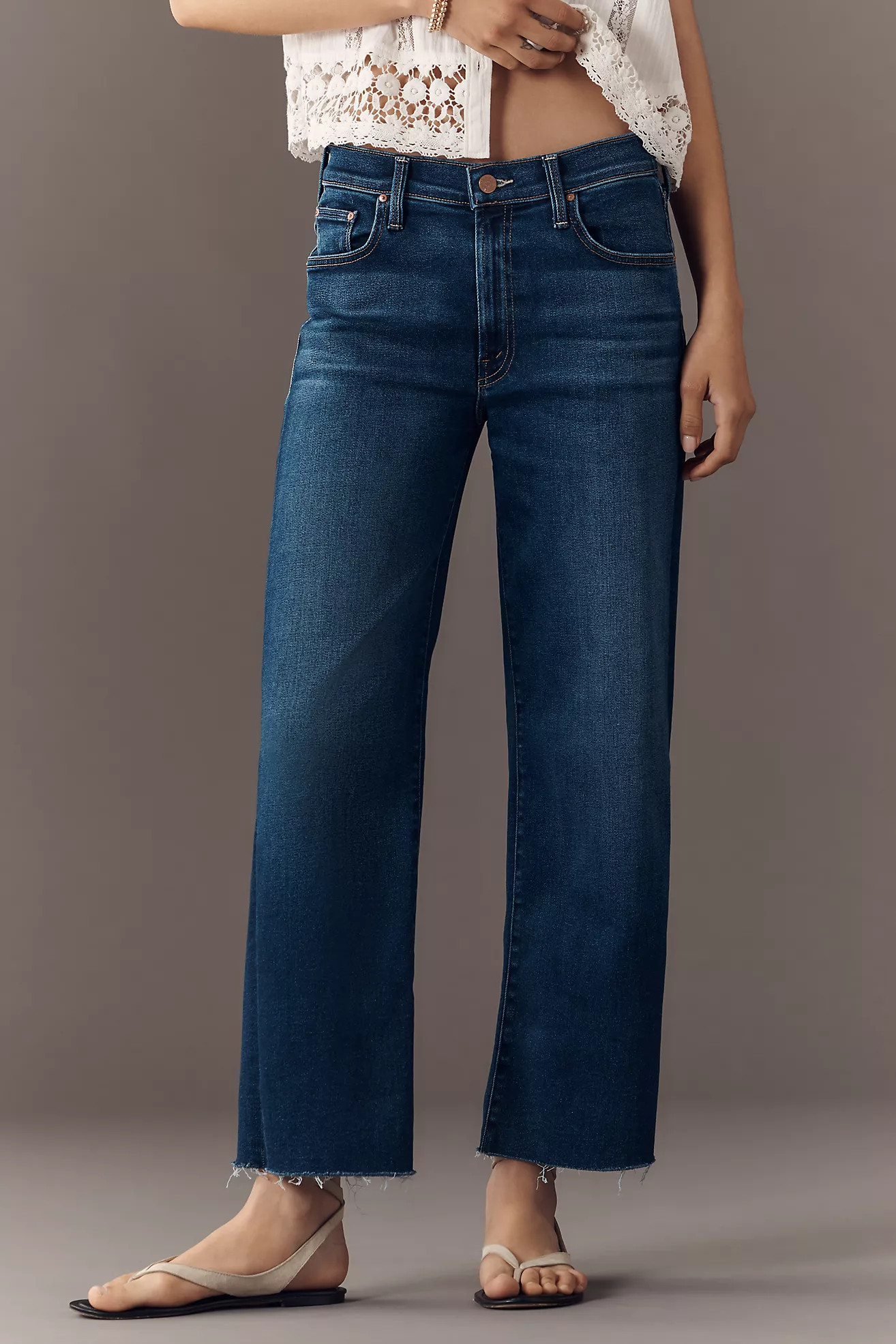 MOTHER The Rambler Zip High-Rise Straight-Leg Ankle Jeans | Anthropologie (US)