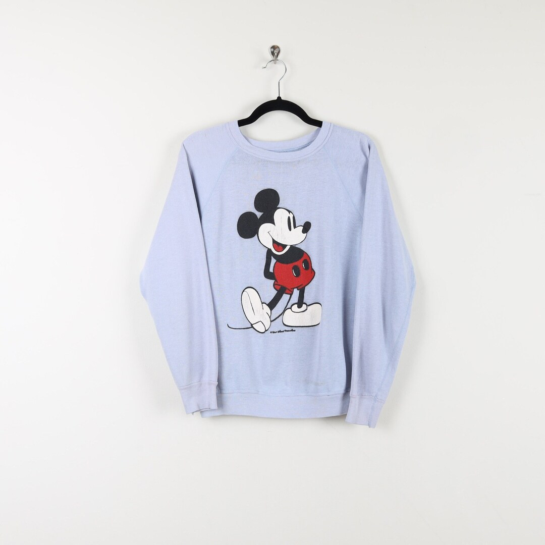 Vintage 90s Mickey Mouse Walt Disney Light Blue Graphic Print Crew Neck Sweater Disney Cartoon Ch... | Etsy (US)