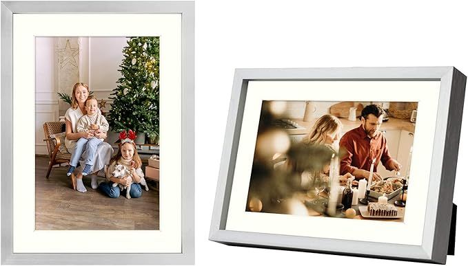 Frametory, 5x7 Aluminum Frames with Ivory Mats for 4x6 Pictures/Photos - Real Glass- Portrait/Lan... | Amazon (US)