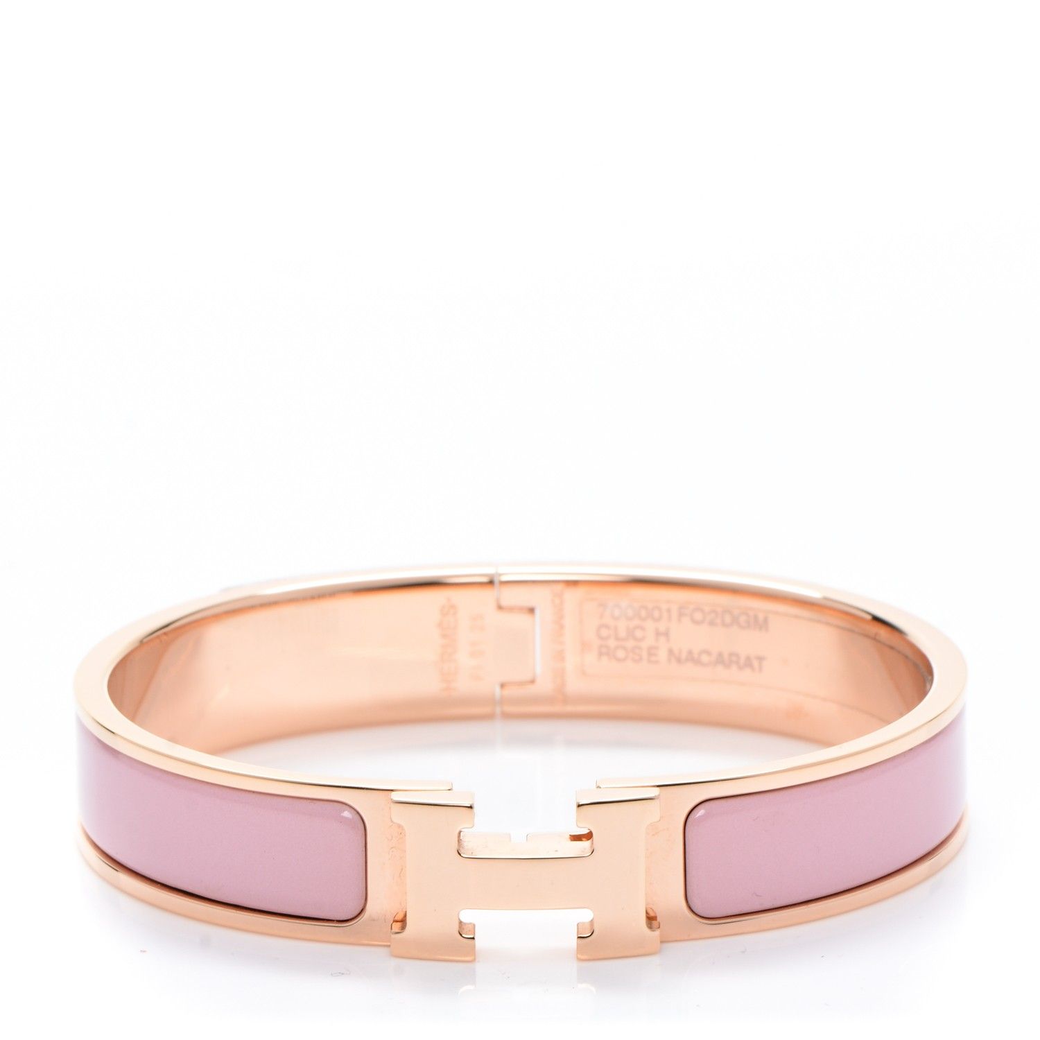 Enamel Narrow Clic Clac H Bracelet GM Rose Nacarat | Fashionphile