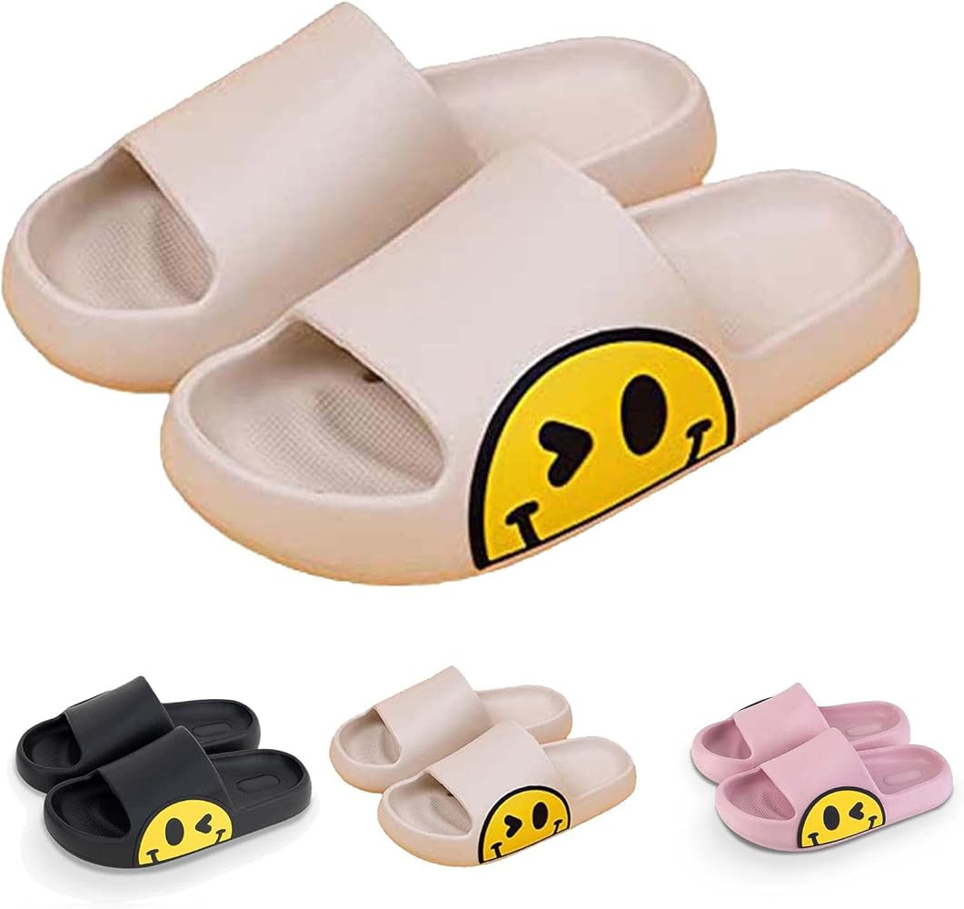 Smiley Face Slides for Women and Men, Pillow Slides Sandals Indoor Outdoor Smiley Slippers Non Sl... | Amazon (US)