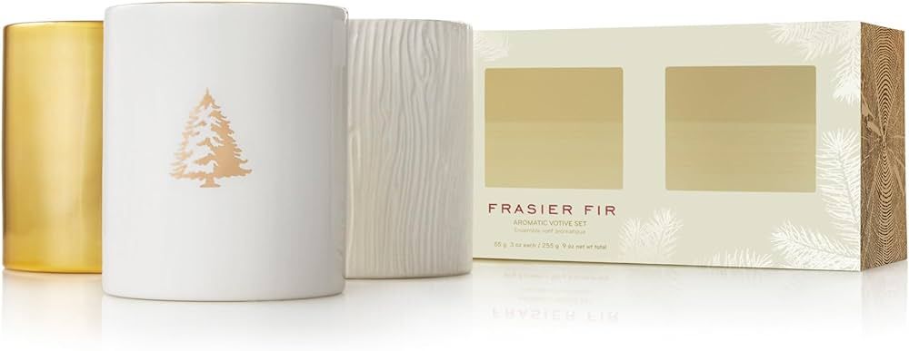 Thymes Frasier Fir Gilded Votive Candles - Scented Candles with a Crisp Just-Cut Forest Fragrance... | Amazon (US)
