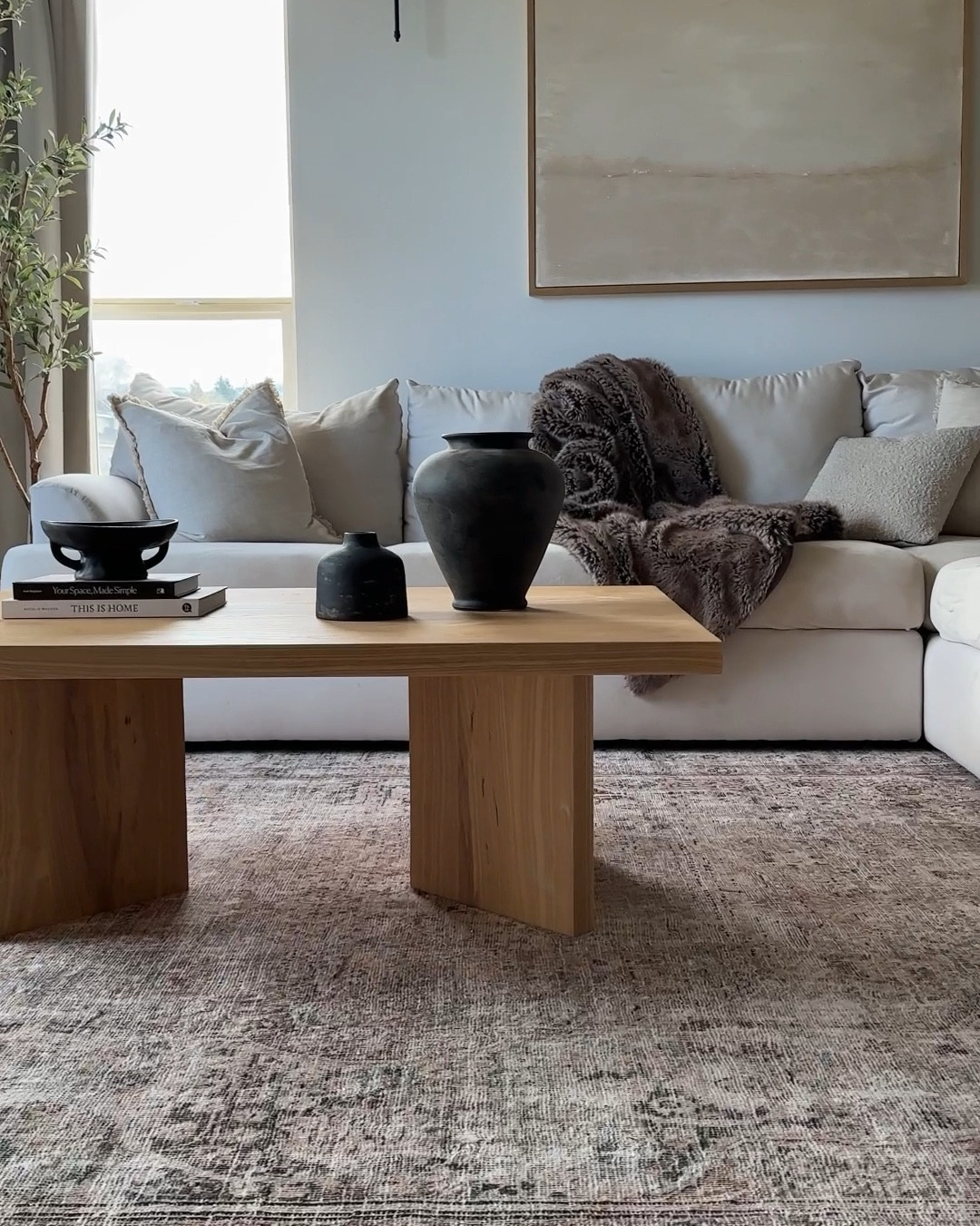 I updated my living room with this Beautiful neutral and best of all, super soft rug! I chose 9x12 in antique /sage. Loloi rug living room decor neutral home 