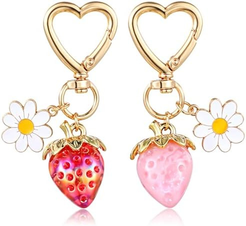 2PCS Strawberry Keychain Charm, Cute Strawberry Keychain for Women Strawberry Accessories, Strawb... | Amazon (US)