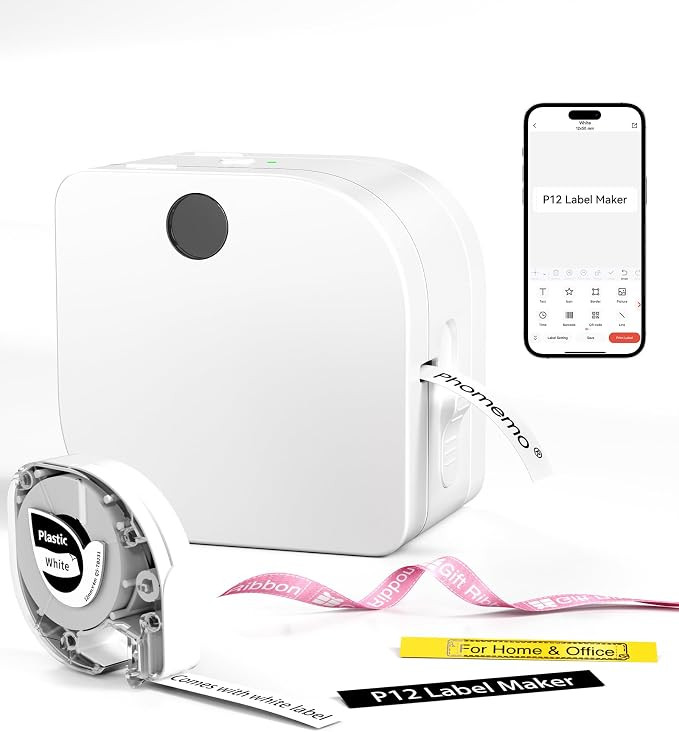 Phomemo Label Maker Machine with Tape, P12 Small Bluetooth Label Maker | Multiple Templates Therm... | Amazon (US)