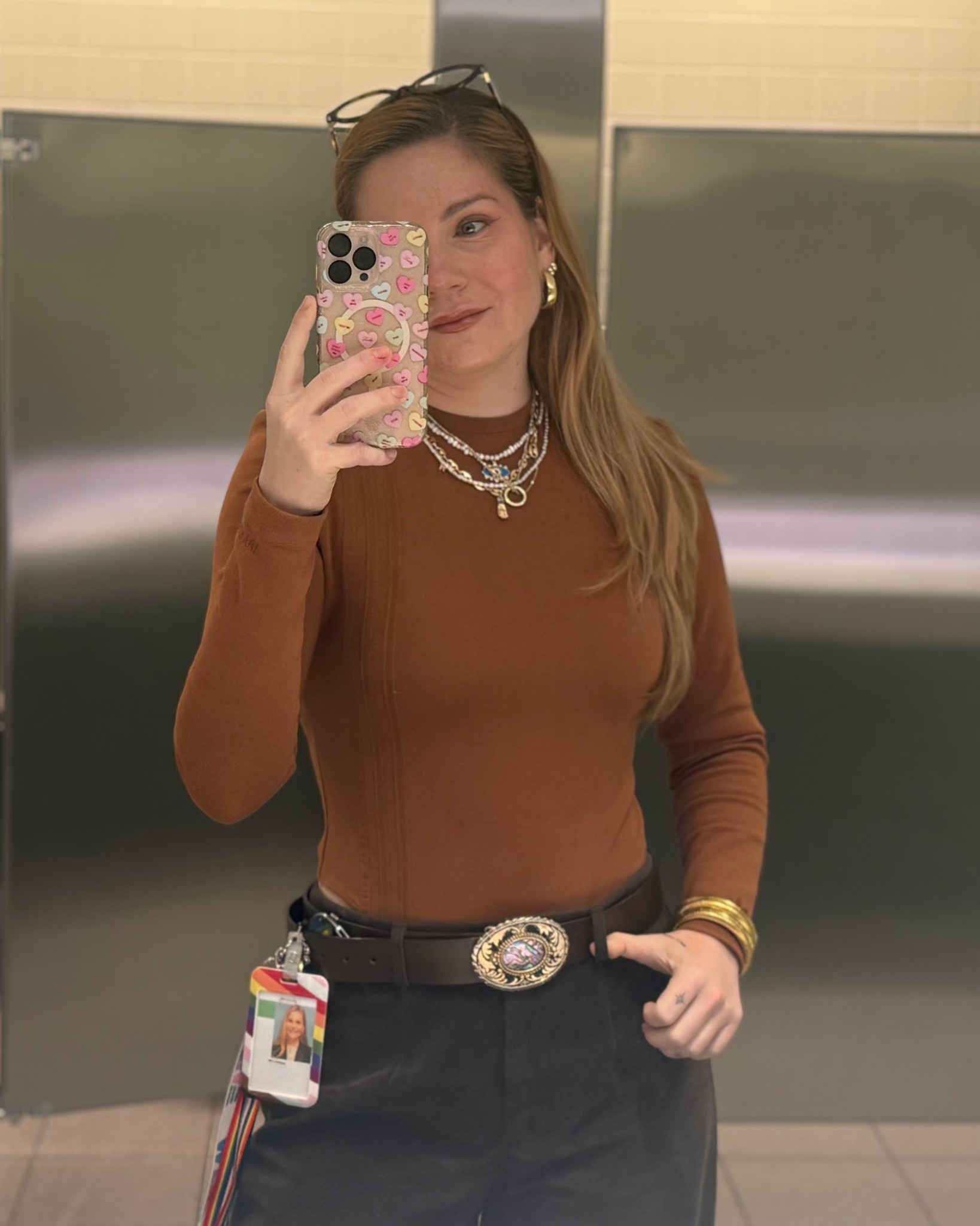 Office Tuesday Browns! Belt buckle is from Blair Pierce
