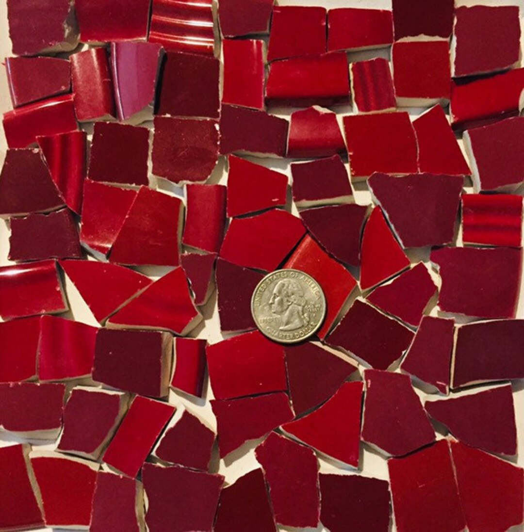 Mosaic Art and Craft Supply Recycled Broken China Tiles - Mixed Shades of Red Stoneware C804 | Etsy (US)