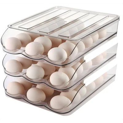 Egg Holder For Fridge,Automatically Rolling Egg Storage Container For Refrigerator,Egg Organizer For Fridge With Lid,Clear Plastic Dispenser | Wayfair North America