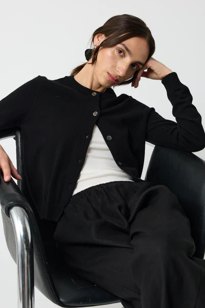 Classic Crew Wool Cardigan | Almina Concept