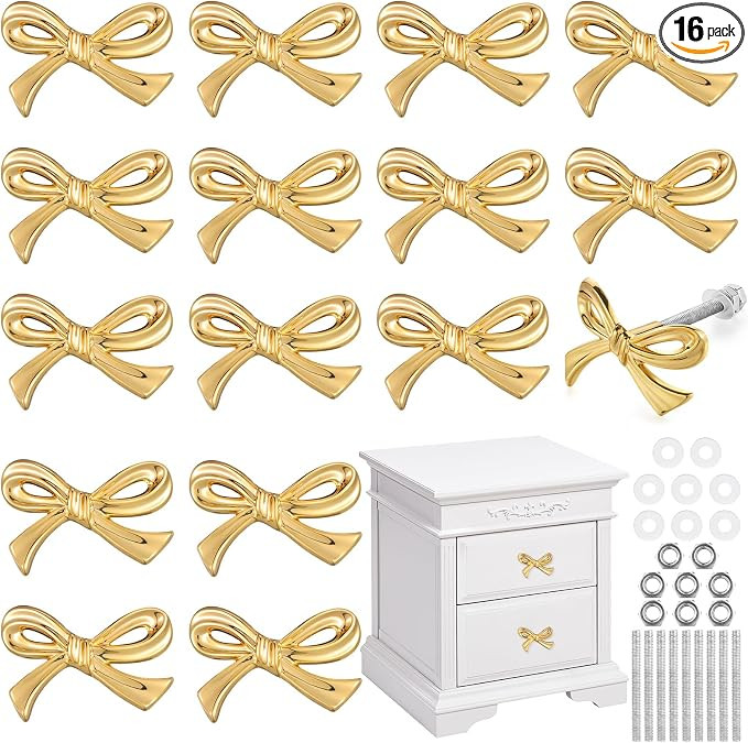 Gold Bow Drawer Knobs Brass Bow Knobs for Dresser Decorative Brass Drawer Pulls Vintage Cabinet H... | Amazon (US)
