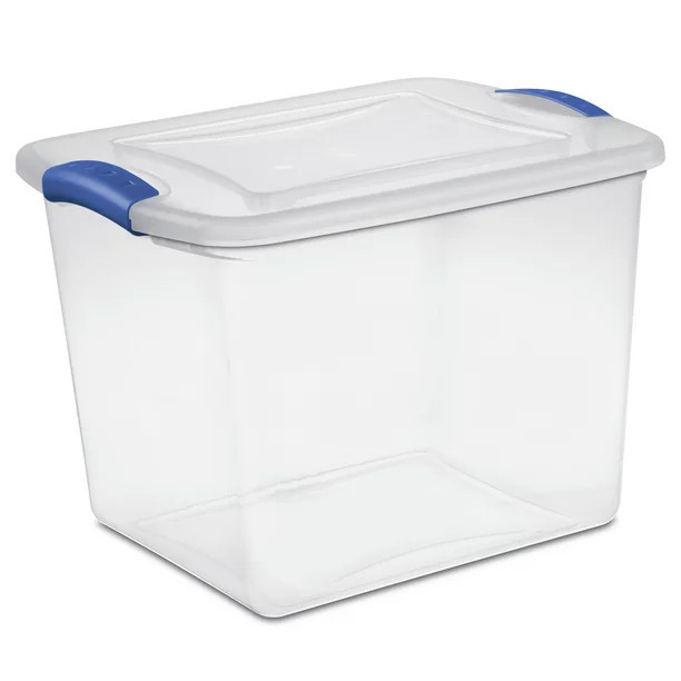 Sterilite 27 Qt.Clear Plastic Latching Box, Blue Latches with Clear Lid | Walmart (US)