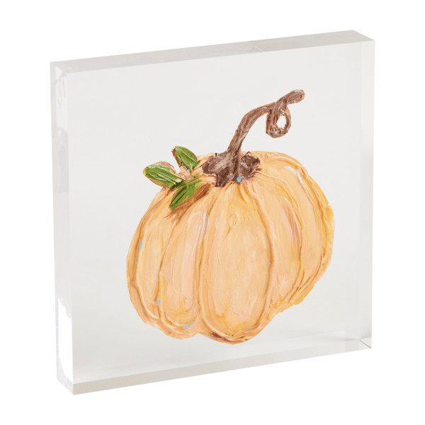 Orange Acrylic Pumpkin Plaque | Mud Pie