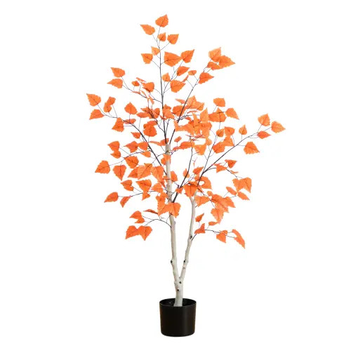 NEARLY NATURAL 4-ft Autumn Paper Birch Artificial Fall Tree in Orange at Nordstrom | Nordstrom