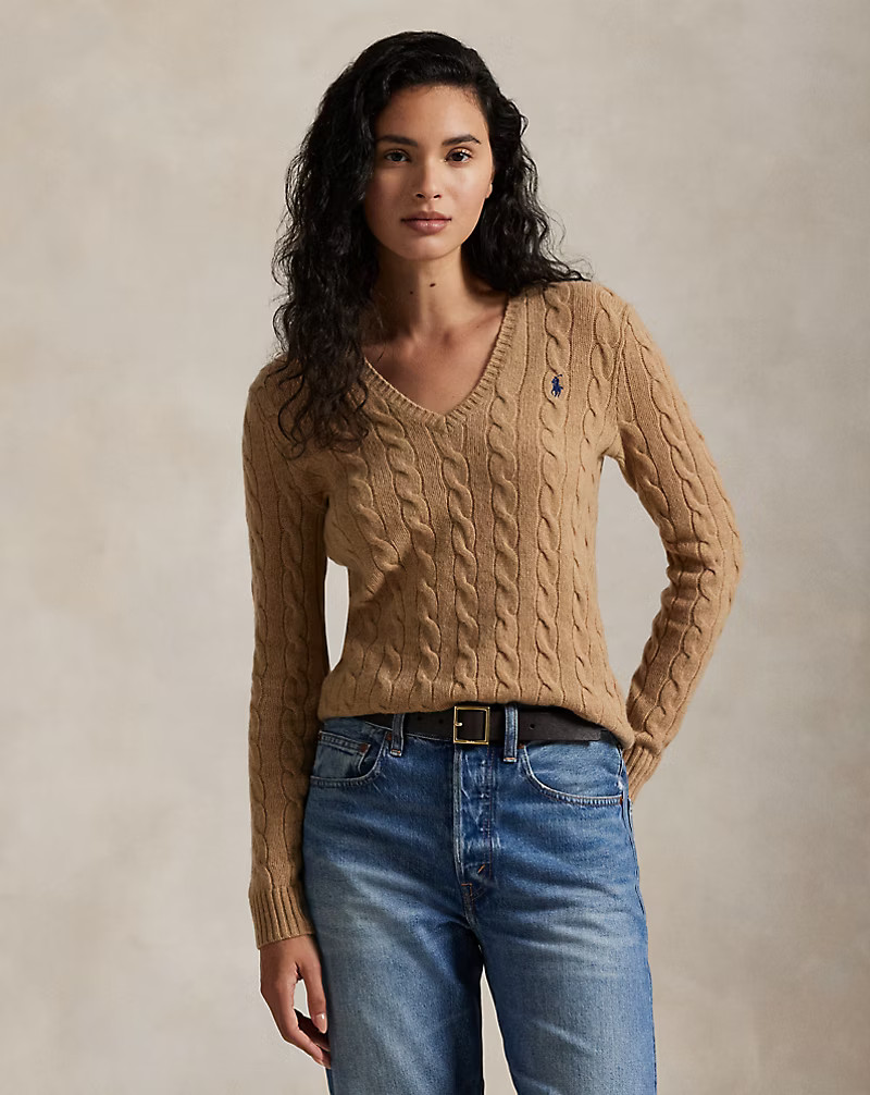 Cable-Knit Wool-Cashmere V-Neck Jumper | Ralph Lauren (UK)