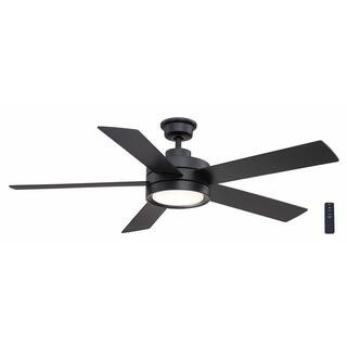 ExclusiveHome Decorators CollectionBaxtan 56 in. Indoor Matte Black Ceiling Fan with Warm White I... | The Home Depot