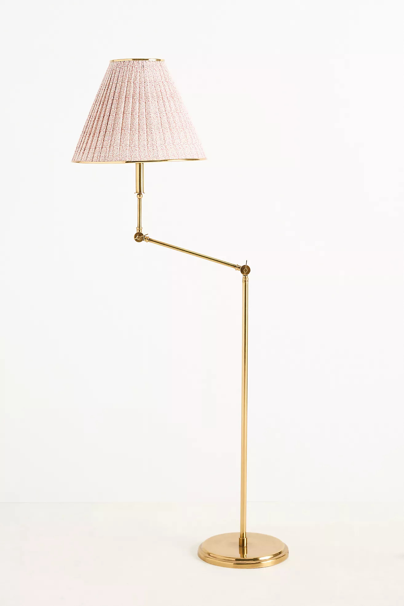 Lee Ruched Articulating Printed Shade Brass Floor Lamp | Anthropologie (US)