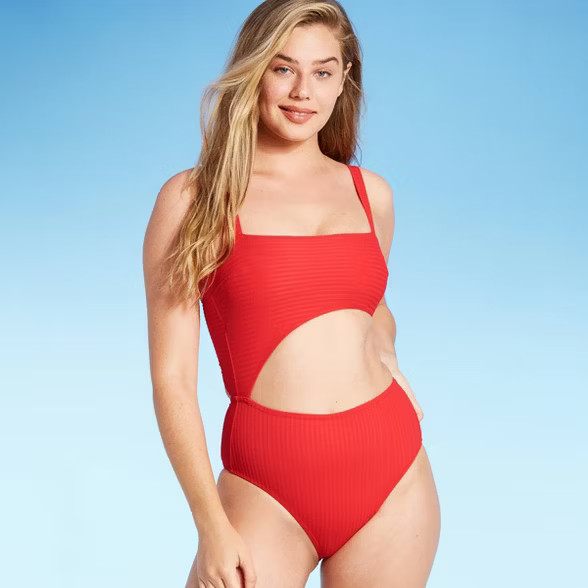 Women's Ribbed Cut Out One Piece Swimsuit - Shade & Shore™ | Target
