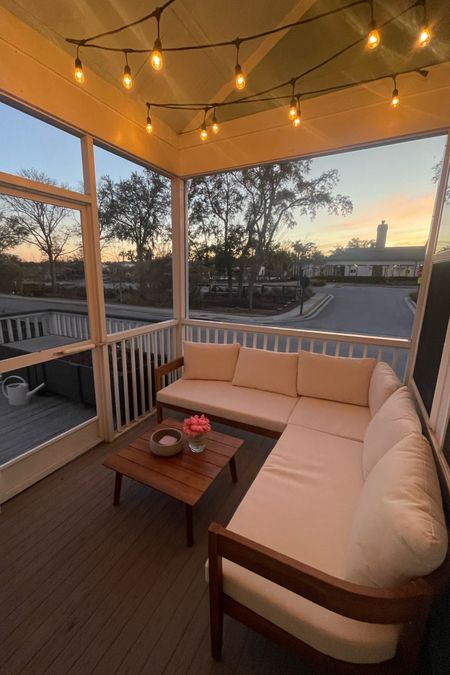 outdoor sectional / back porch / patio / amazon / overstock / Wayfair / affordable / backyard furniture / sofa / teak / wood finish 

#LTKSale #LTKsalealert #LTKhome