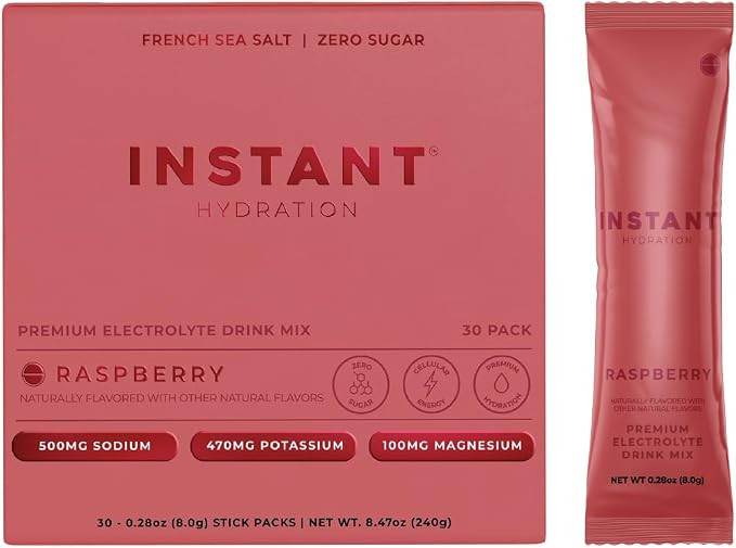Instant Hydration Electrolytes Powder Packets - Raspberry Electrolyte Drink Mix - Zero Sugar - Ke... | Amazon (US)