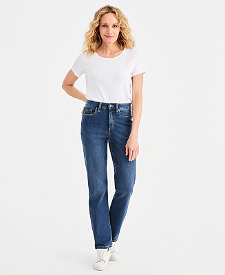Women's High Rise Straight-Leg Jeans, Regular, Short and Long Lengths | Macy's