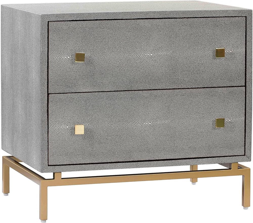 TOV Furniture Pesce Shagreen Modern Textured 2 Drawer Bedroom Nightstand, 25" Grey | Amazon (US)