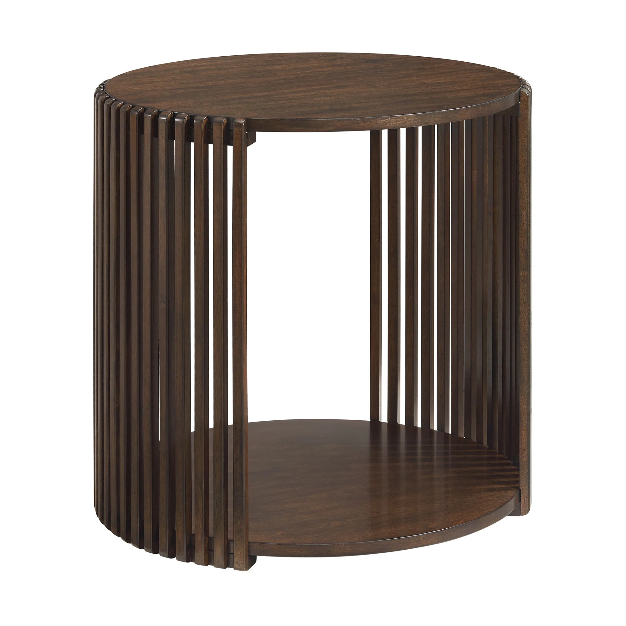 George Oliver Estie Round Wood Slatted End Table With Open Shelf & Reviews | Wayfair | Wayfair North America