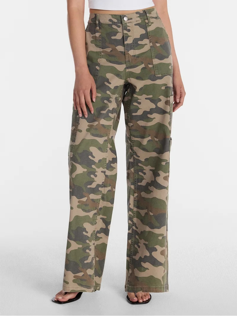 No Boundaries Wide Leg Cargo Pants, 33.5" Inseam, Women's and Women's Plus XXS-4X | Walmart (US)