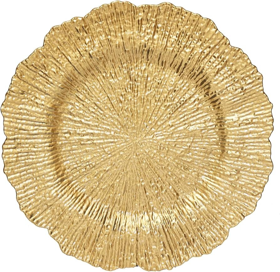 Spsyrine Gold Reef Charger Plates, 13" Table Chargers for Dinner Plate, Set of 6 Elegant Plastic ... | Amazon (US)