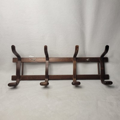 Vintage Bentwood 4 Hook Wall Mount Hat Coat Jacket Scarf Rack Thonet Style Brown | eBay | eBay US