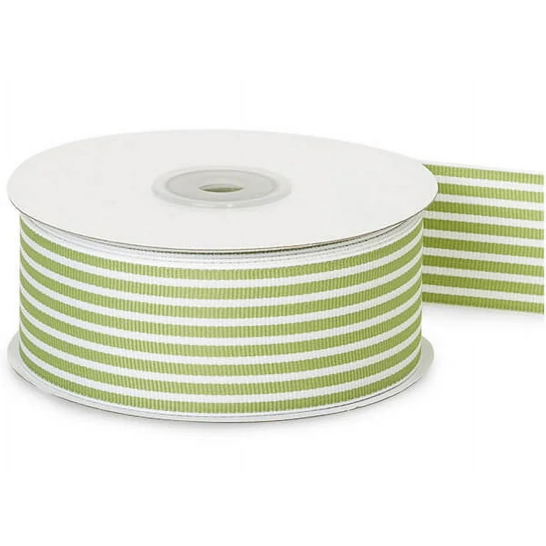 Pack of 1, Lime Green & White Stripes Grosgrain Ribbon, 1-1/2" x 25 Yards For Party, Holiday, Bir... | Walmart (US)