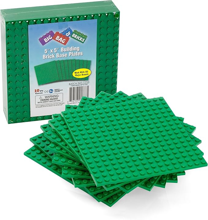 SCS Direct Brick Building Blocks Green Baseplates - 5"x5" (10pcs) Dual Connectivity for Stacking ... | Amazon (US)