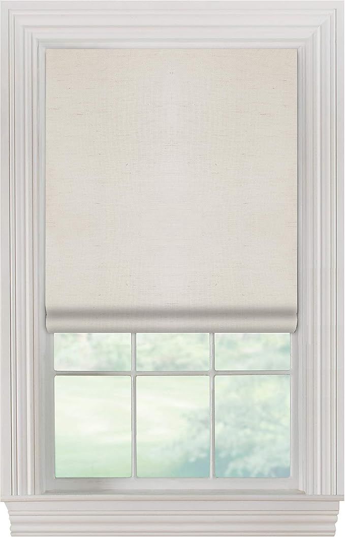 Link Shades Flat Roman Shades-Blackout, Thermal-(26" W x 72" L, Ivory/Off White)-Linen & Polyeste... | Amazon (US)