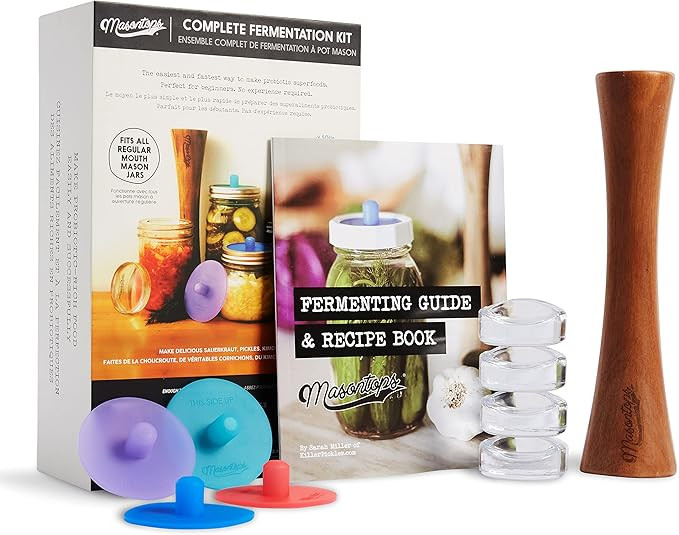 Masontops Complete Mason Jar Fermentation Kit - Easy Small/Regular Mouth Jars Vegetable Fermentin... | Amazon (US)