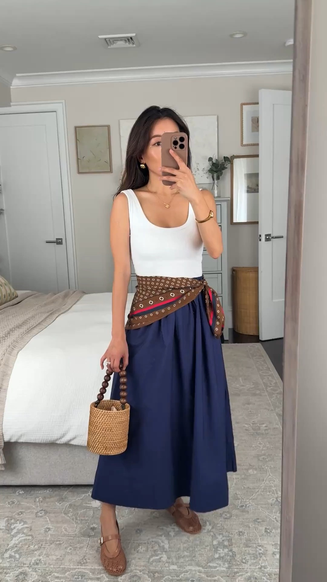 A good sale is starting soon! Sharing so you can build your Aritzia cart. 

• cotton skirt 2XS high quality, lined, pockets. Poplin fabric shows only minimal wrinkles. Size down if between sizes since the elastic waist is slightly loose. 
• built in bra tank top XS 
• Madewell medium silk scarf love this one 
• mesh flats sz 6 with insole inserts 
• jcrew wicker bag 

The black Anthro skirt linked is also great and the xxs fits me almost exactly the same! 

Navy skirt and white, summer capsule wardrobe, europe italy trip outfit ideas, petite summer vacation style

#LTKPetite #LTKTravel #LTKootd