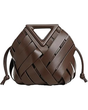 Vegan Leather Clutch Purses for Women Woven Small Crossbody Shoulder Bag Cute Top Handle Handbags... | Amazon (US)