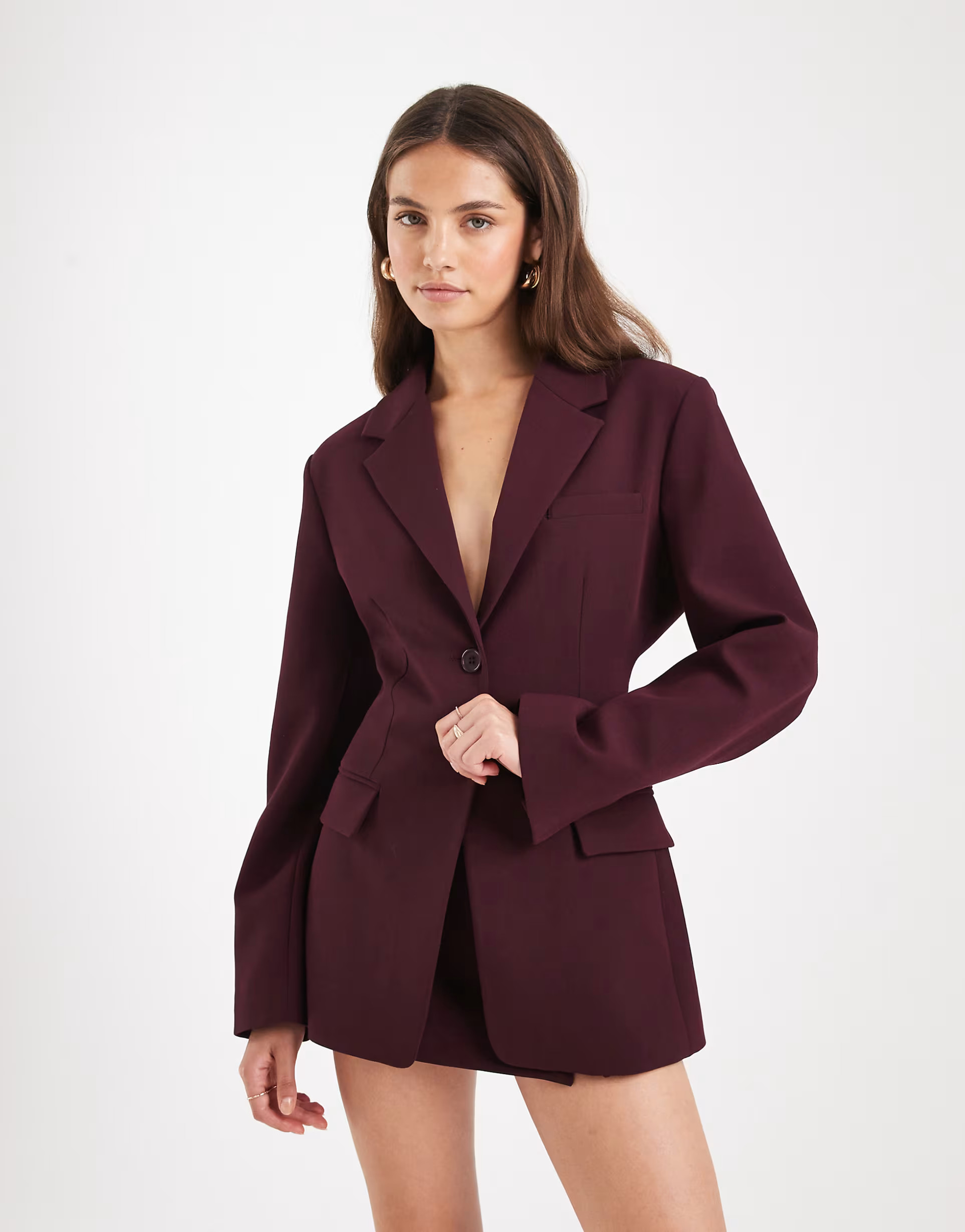 ASOS DESIGN cinch waist blazer in plum | ASOS | ASOS (Global)