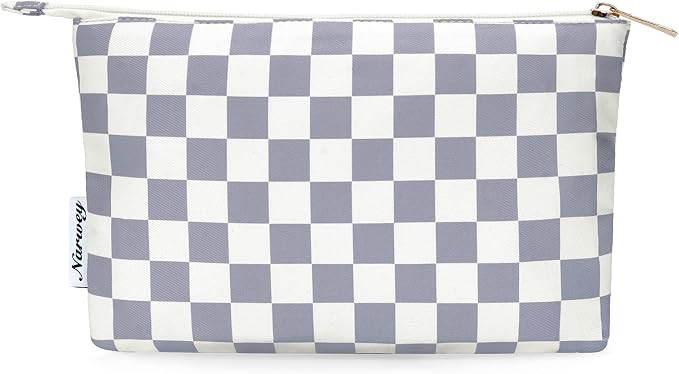 Narwey Small Checkered Makeup Bag for Purse Small Cosmetic Bag Women Travel Makeup Pouch Zipper P... | Amazon (US)