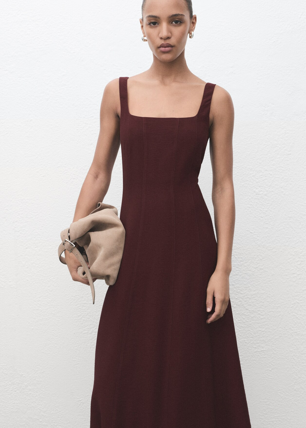 Midi-dress with stitching - Women | MANGO USA | Mango (US/MX/AU)