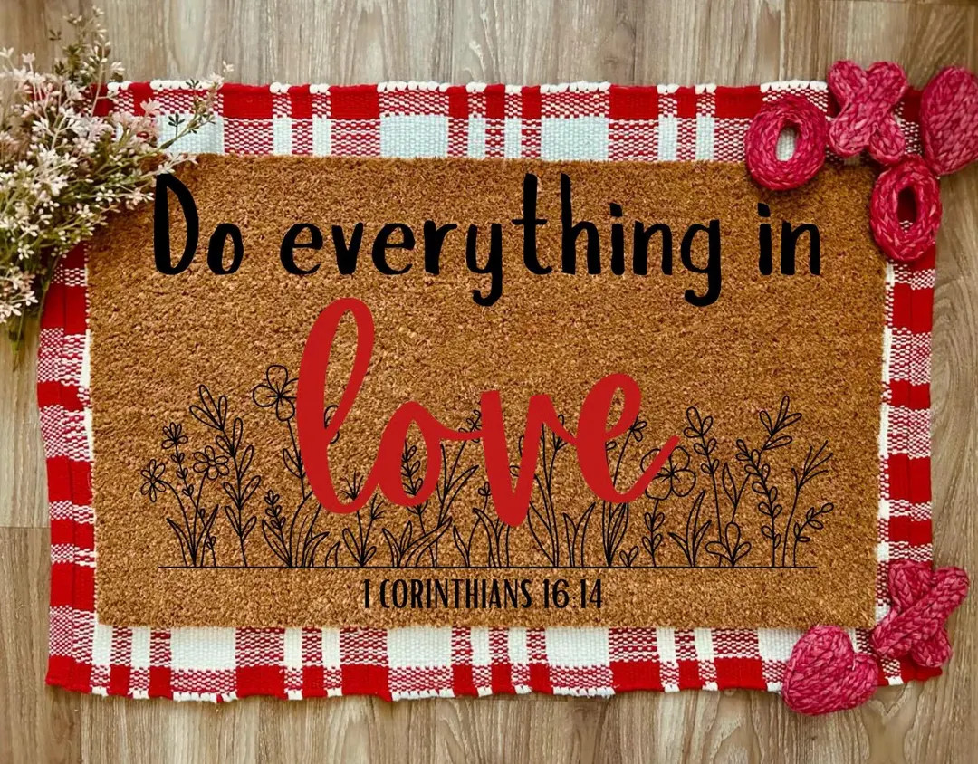 Valentine Christian Welcome Door Mat, Do Everything in Love Doormat | Etsy (US)