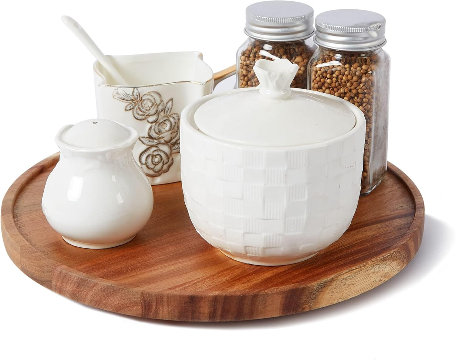 10-inch Acacia Wood Lazy Susan Organizers, ACIAZAAZ Lazy Susan Turntable for Cabinet, Kitchen Tur... | Amazon (US)