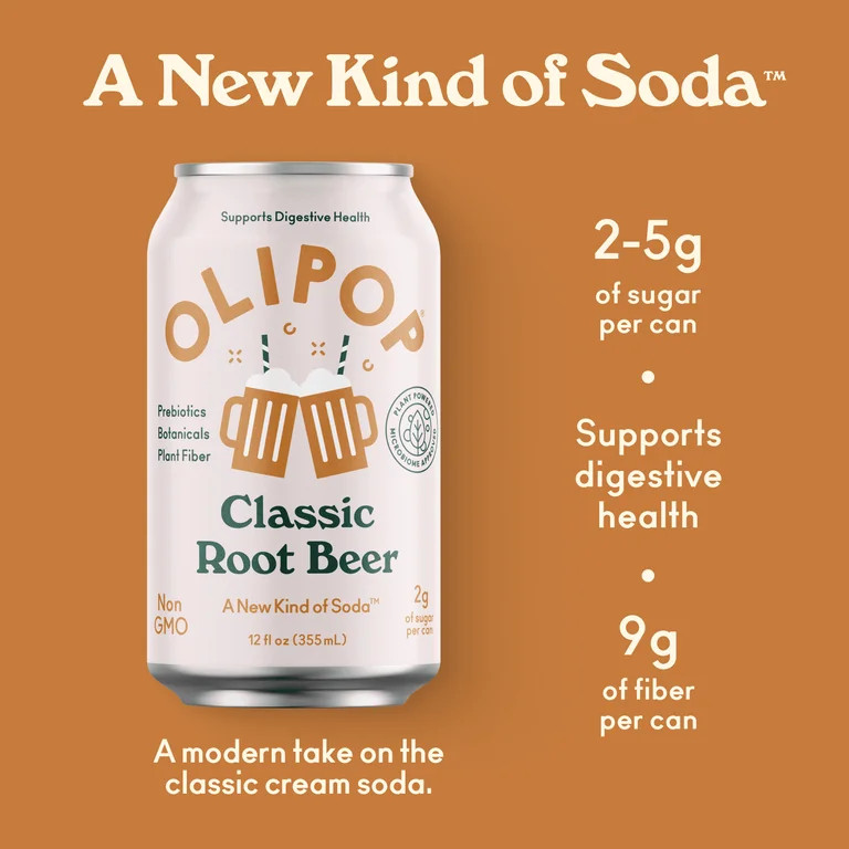 OLIPOP Prebiotic Soda, Classic Root Beer, 12 fl oz, 4 Pack | Walmart (US)