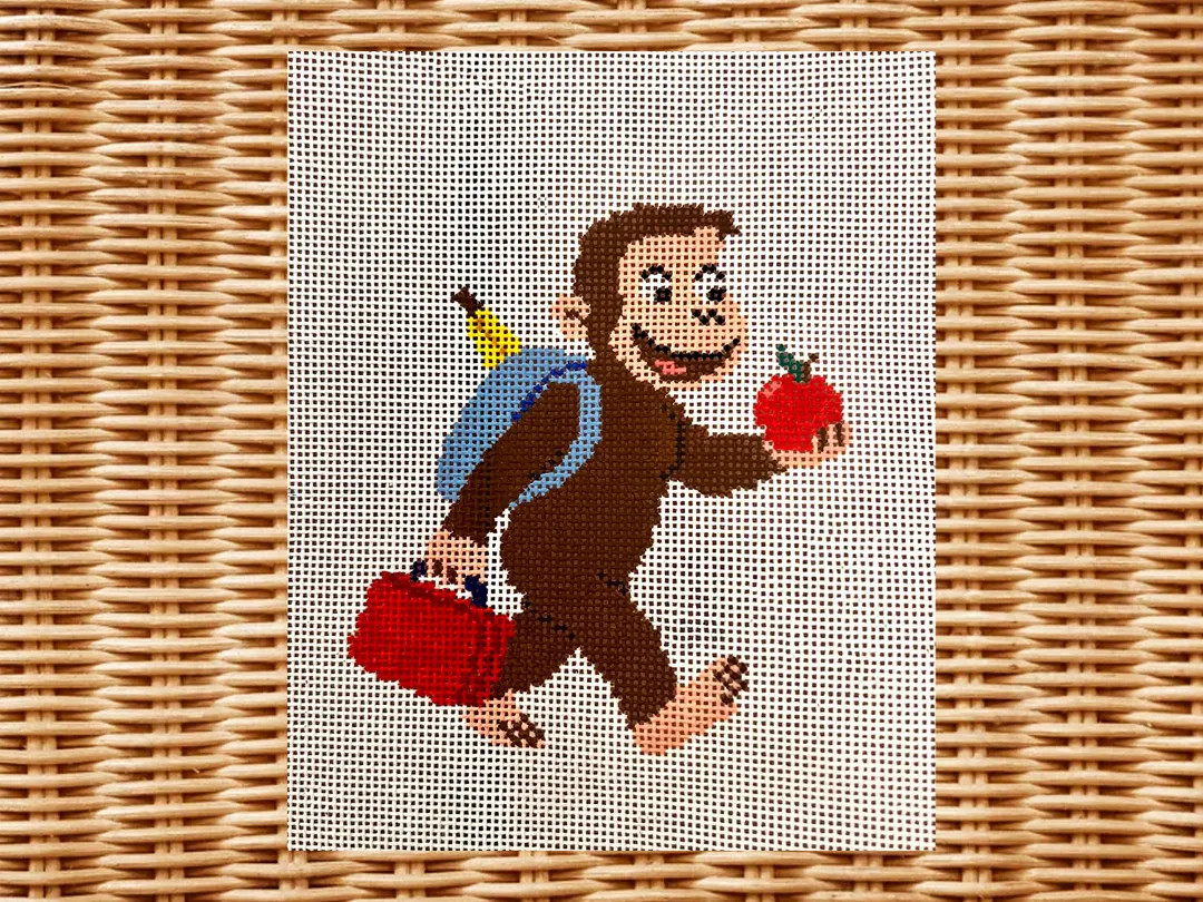 Curious George Needlepoint Canvas: Hand-Painted Back-to-School Design | Etsy (US)