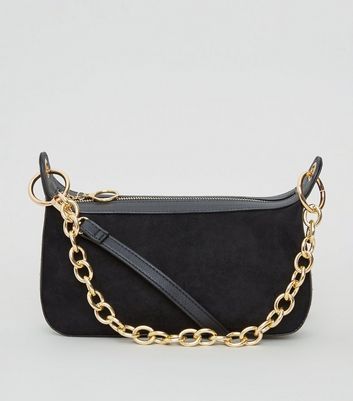 Black Suedette Chain Strap Shoulder Bag | New Look | New Look (UK)