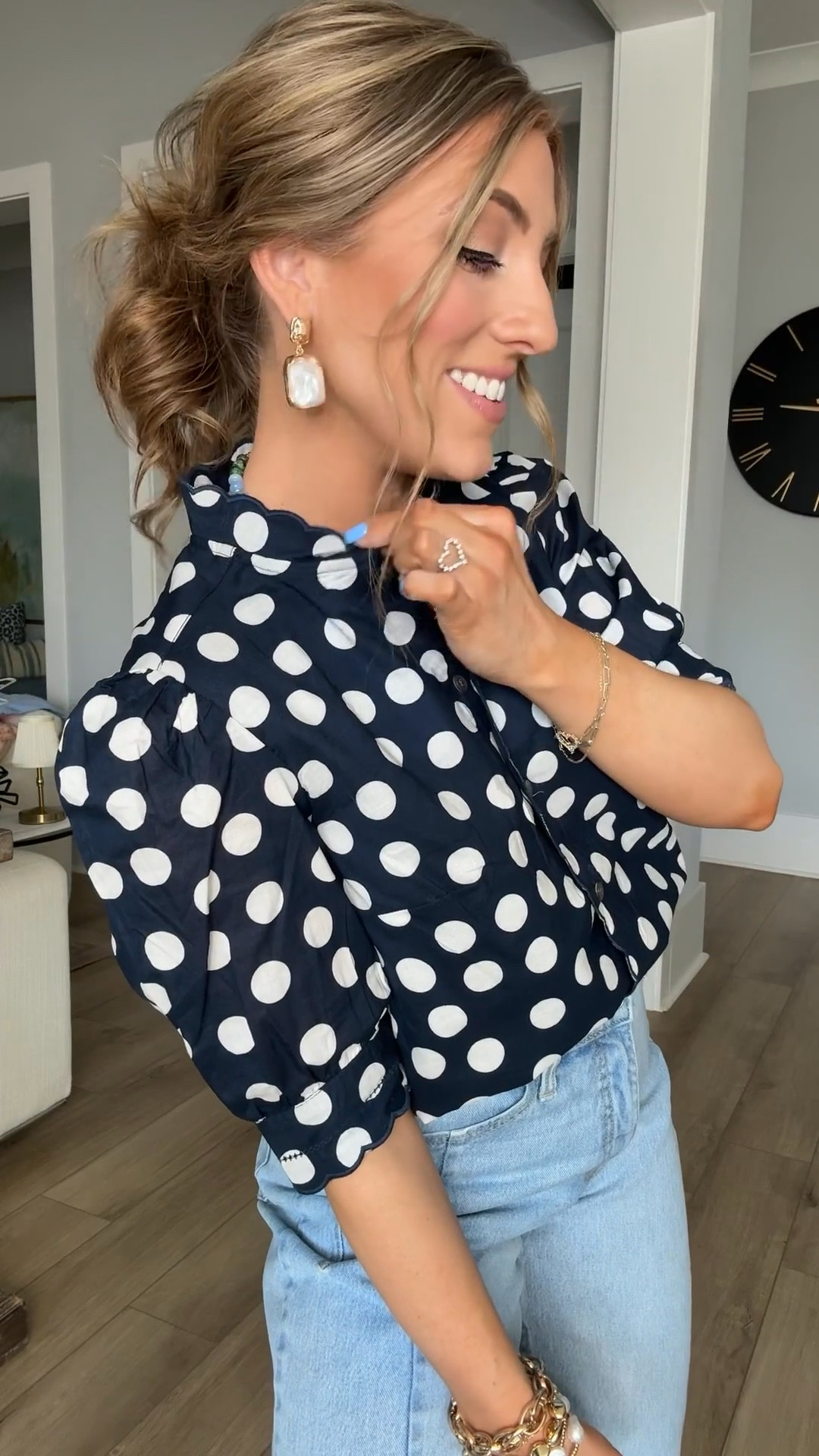 I cannot get over this polka dot blouse from Walmart 🤍 The navy and white print, ruffle neckline, and puff sleeves give it such a classic look.

I styled it with light wash Walmart jeans and pink flats for an easy outfit that feels a little dressy but still comfortable enough for everyday wear.

Pieces like this are why I love sharing Walmart fashion finds — you can create really polished outfits without spending a fortune.

#WalmartFashion #PolkaDotStyle #SpringOutfits #AffordableFashion #ClassicStyle #DenimOutfit #EverydayStyle #WalmartFinds #MomStyle #BudgetFashion

#LTKPetite #LTKootd