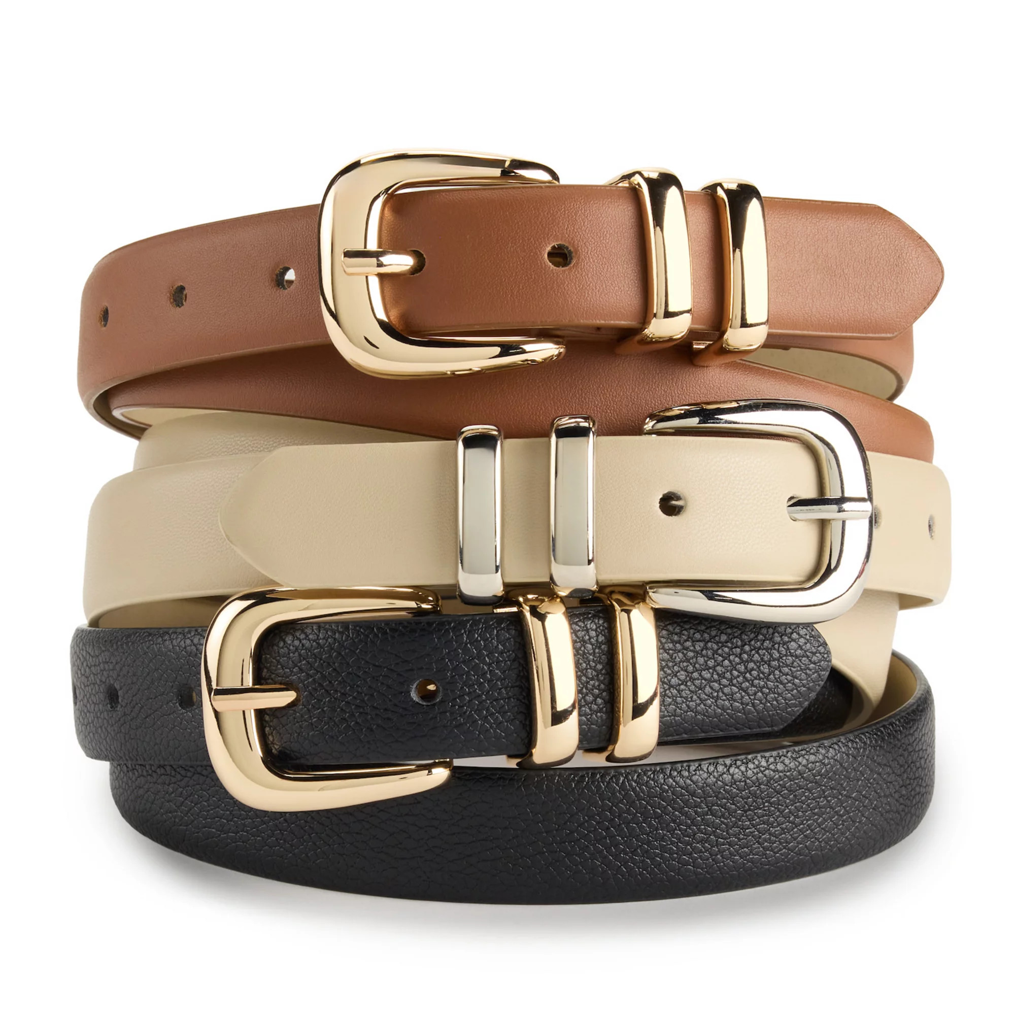 Women's Nine West Double Metal Loop Belt 3-Piece Set | Kohl's