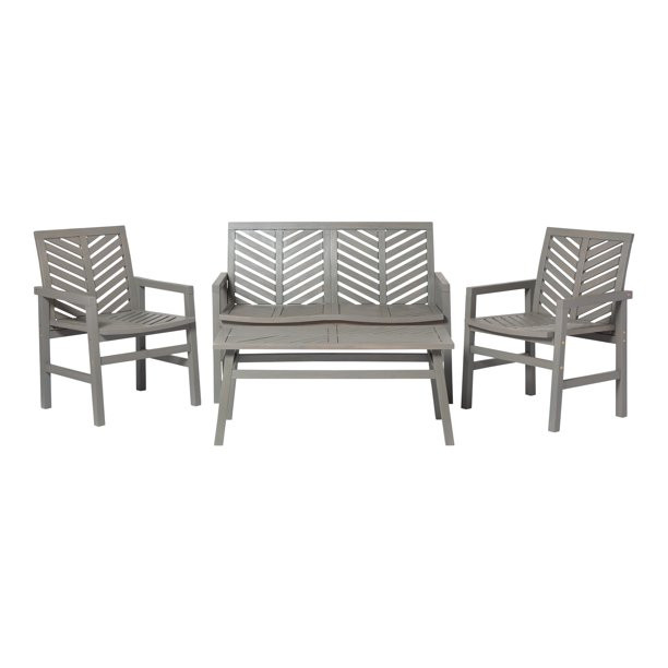 Manor Park 4-Piece Chevron Outdoor Patio Chat Set - Grey Wash - Walmart.com | Walmart (US)
