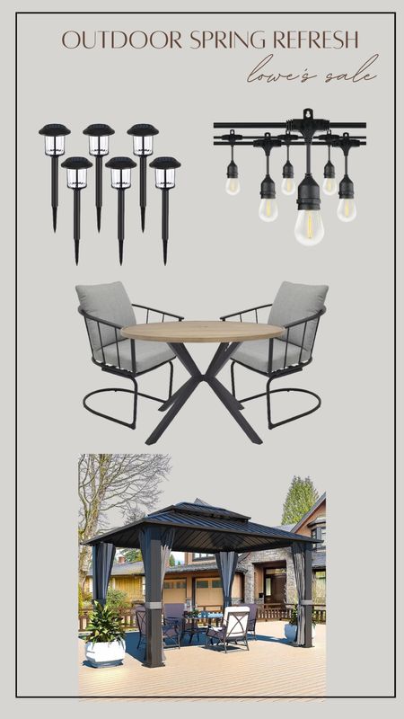Patio upgrade, outdoor string lighting, Lowe’s sale, pergola, round dining table 

#LTKhome #LTKsalealert #LTKSeasonal